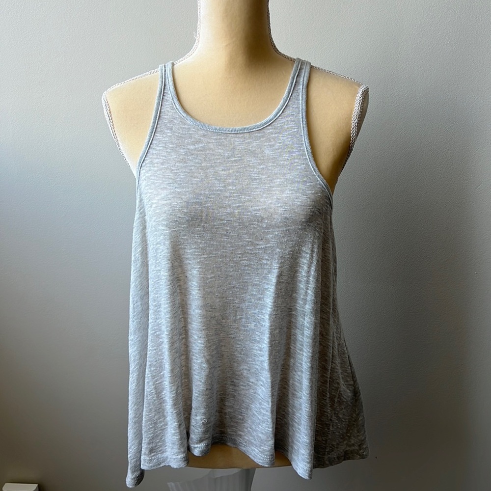Free People- Emma and Sam Tank Top Gray Burn-out Relaxed Fit Size SML Summer